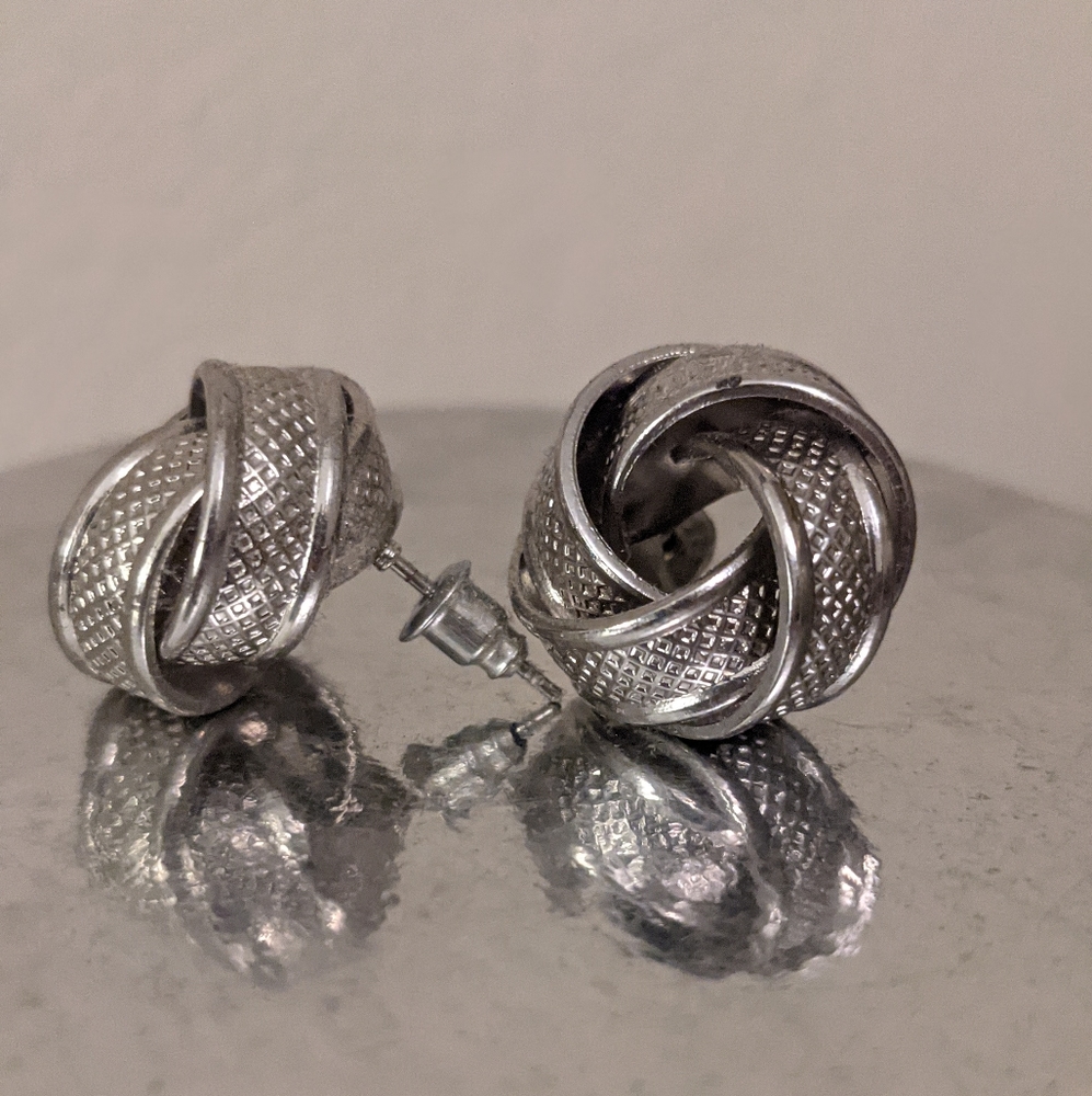 Silver Knot Chunky Earrings (Studs)